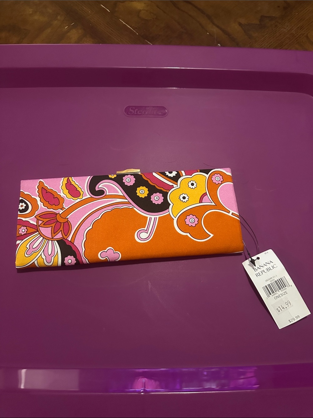 Banana Republic Orange & Pink Paisley Foldover Clutch
